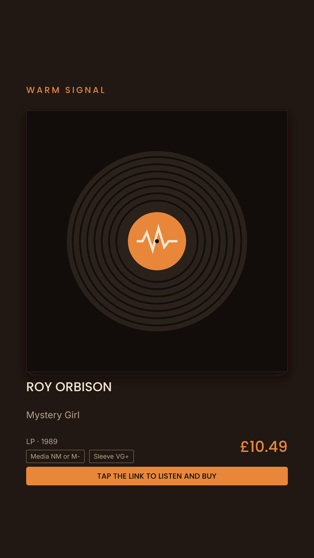 Roy Orbison, Mystery Girl Story card