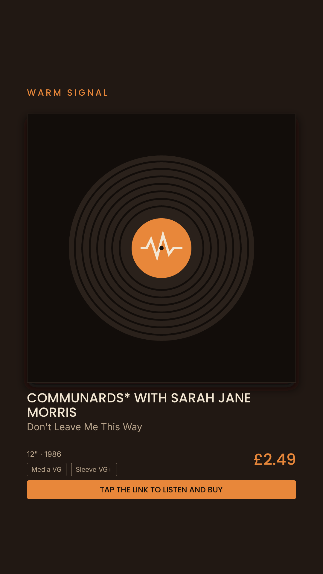 Communards* With Sarah Jane Morris, Don't Leave Me This Way Story card