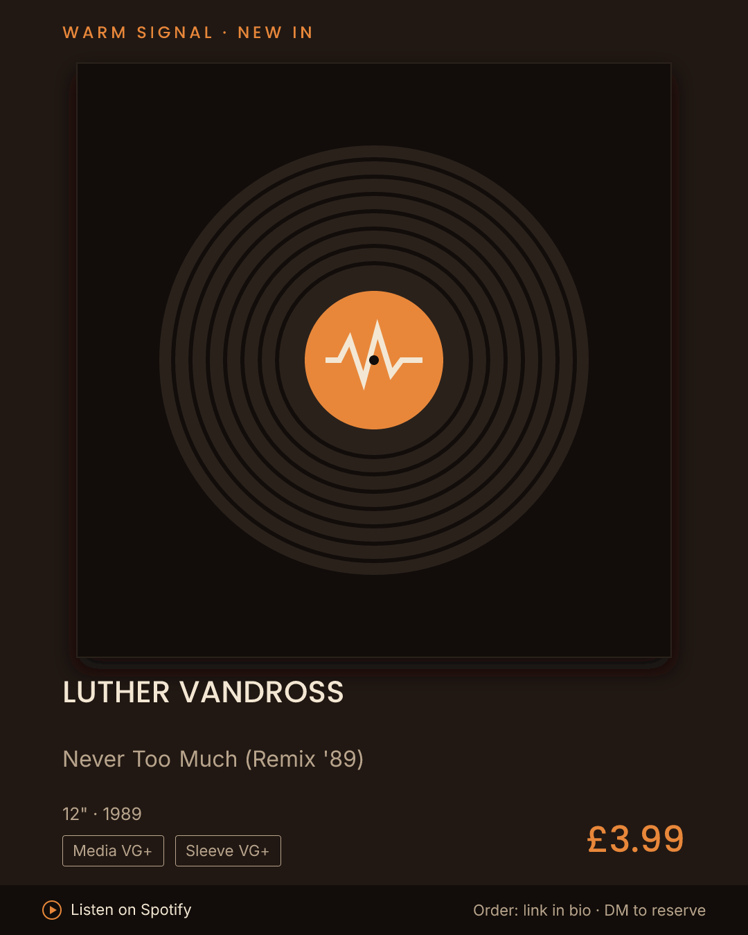Luther Vandross, Never Too Much (Remix '89) feed card