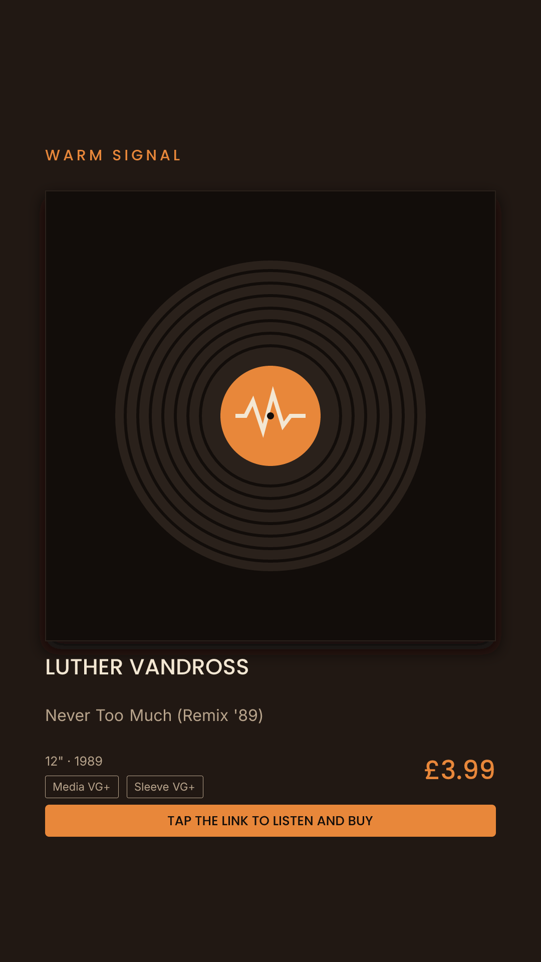 Luther Vandross, Never Too Much (Remix '89) Story card
