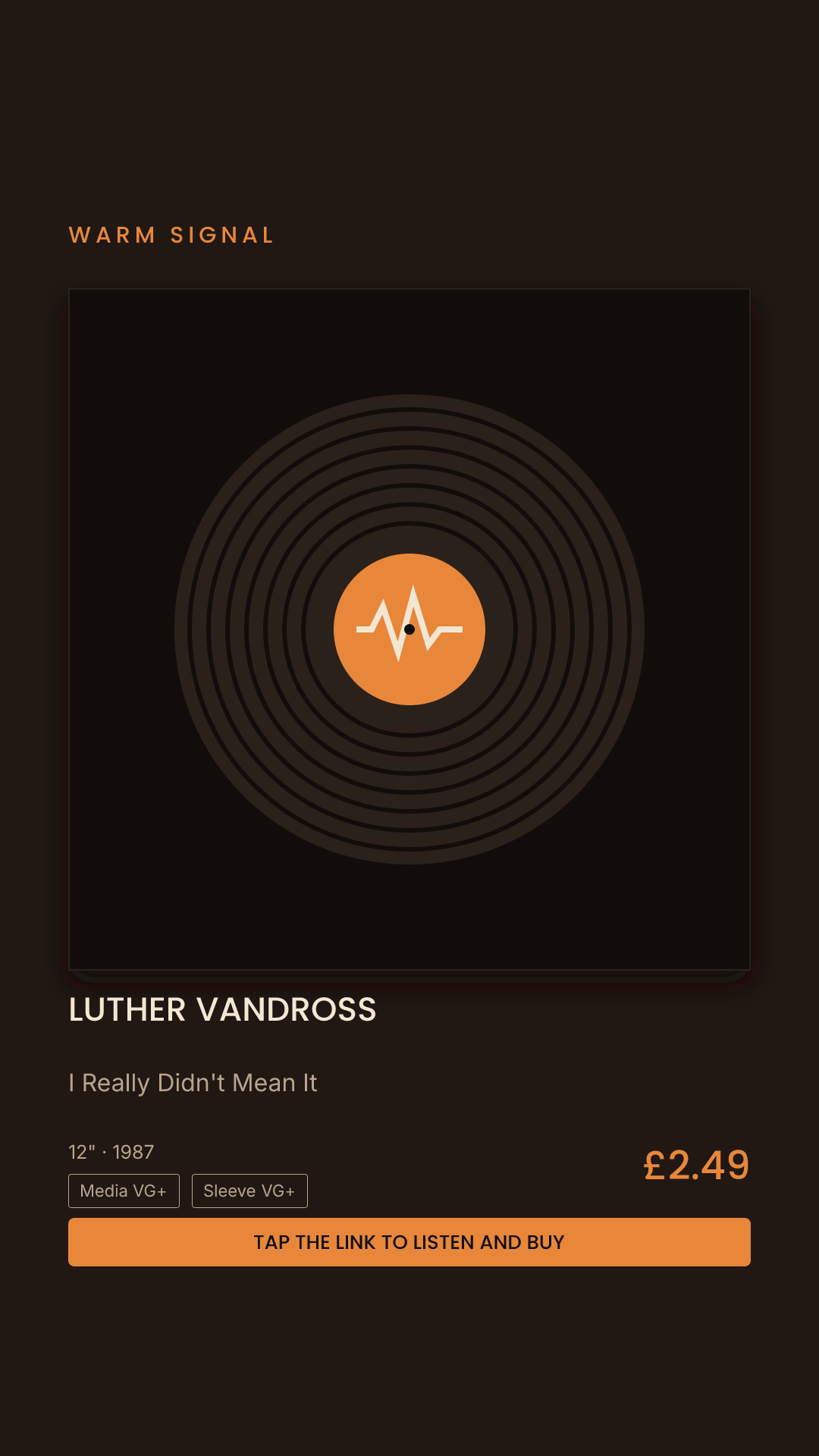 Luther Vandross, I Really Didn't Mean It Story card