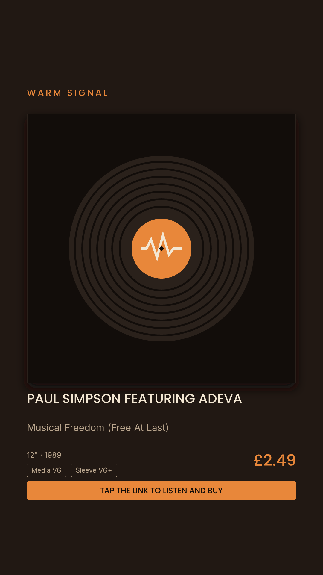 Paul Simpson Featuring Adeva, Musical Freedom (Free At Last) Story card