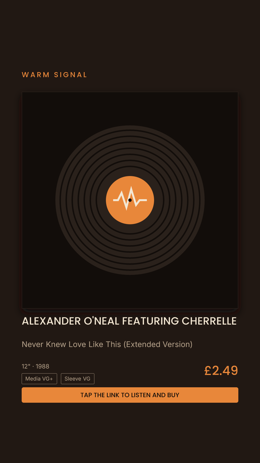 Alexander O'Neal Featuring Cherrelle, Never Knew Love Like This (Extended Version) Story card