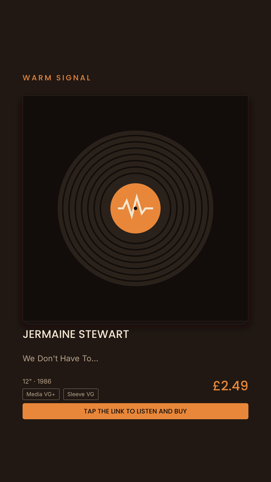 Jermaine Stewart, We Don't Have To... Story card