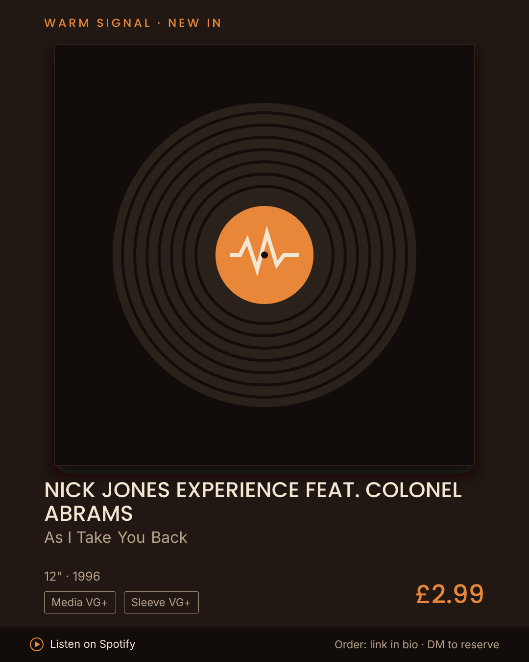 Nick Jones Experience Feat. Colonel Abrams, As I Take You Back feed card