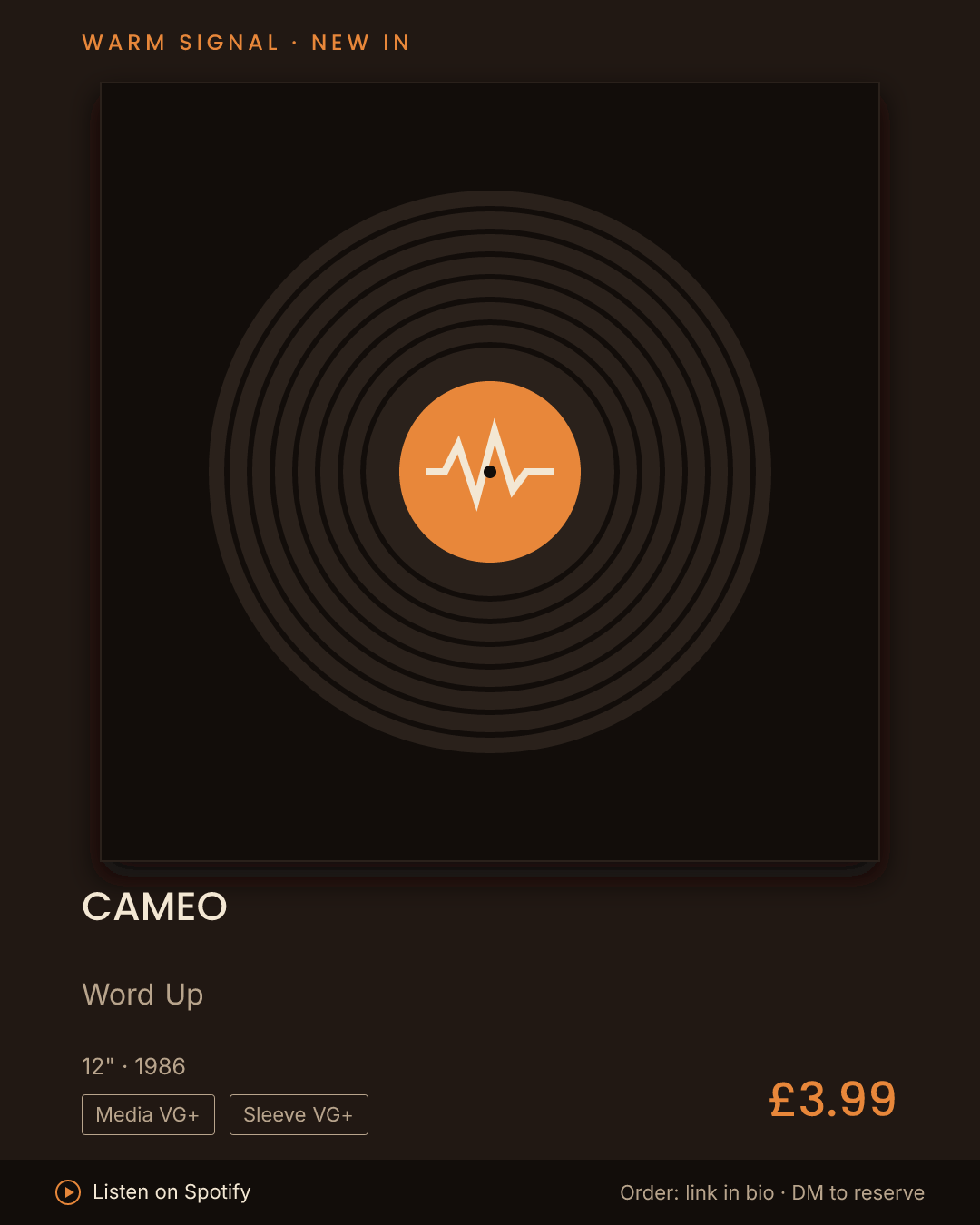 Cameo, Word Up feed card