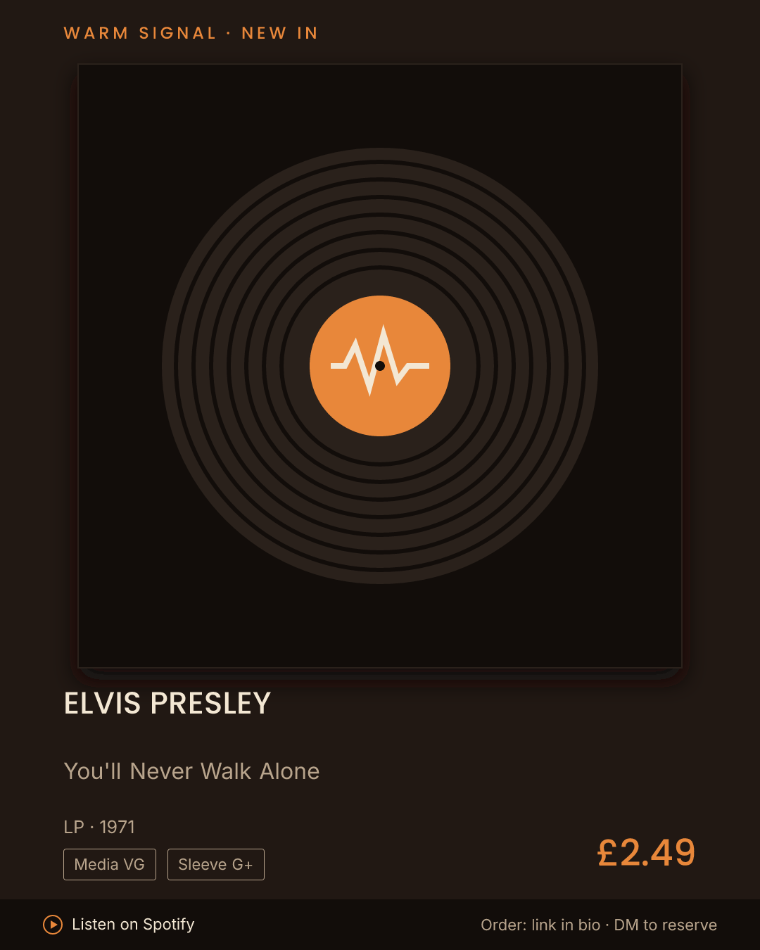 Elvis Presley, You'll Never Walk Alone feed card