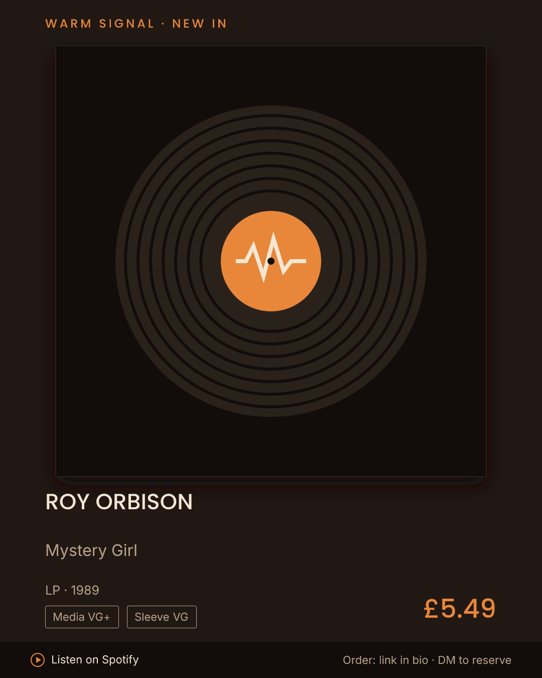 Roy Orbison, Mystery Girl feed card