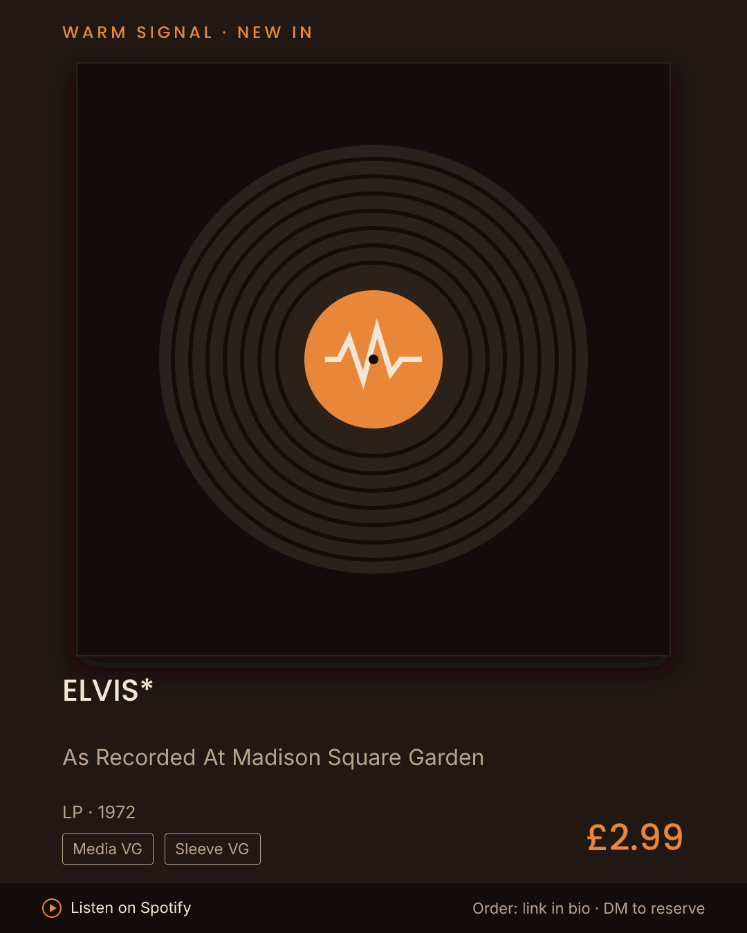 Elvis*, As Recorded At Madison Square Garden feed card