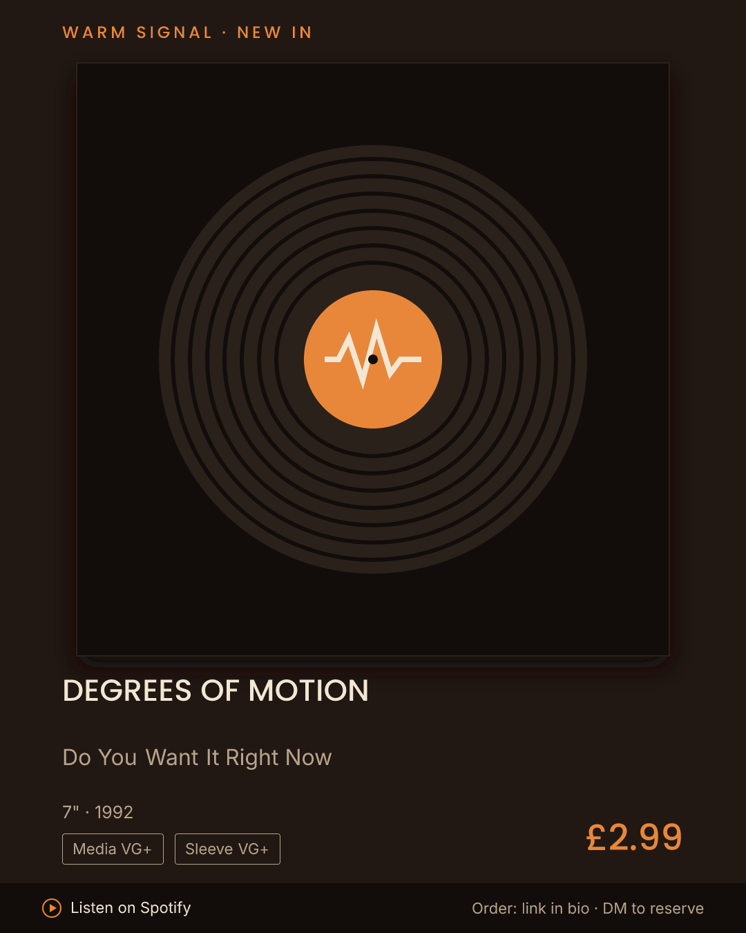 Degrees Of Motion, Do You Want It Right Now feed card