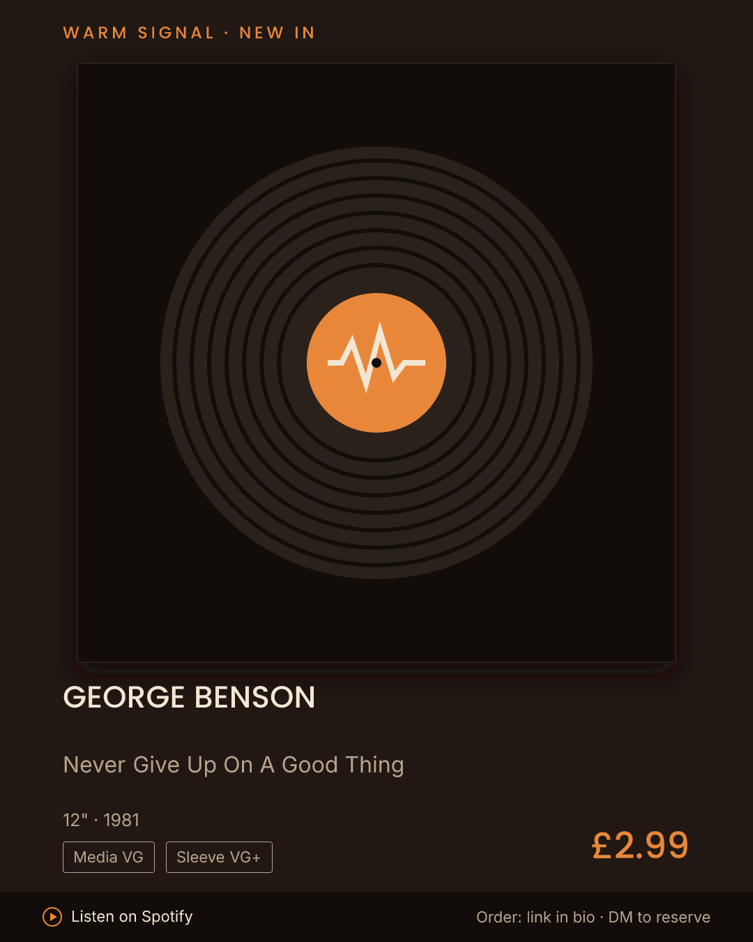 George Benson, Never Give Up On A Good Thing feed card
