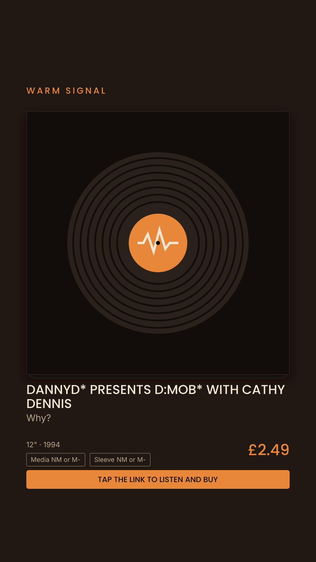 DannyD* Presents D:Mob* With Cathy Dennis, Why? Story card