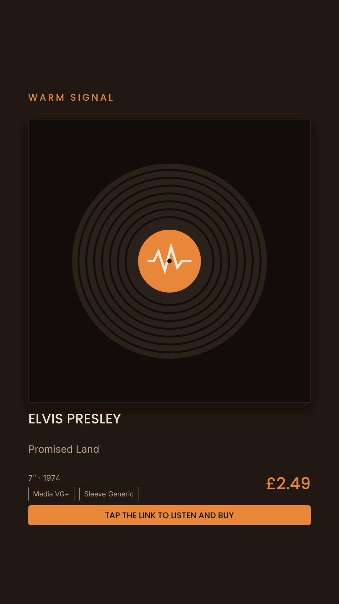 Elvis Presley, Promised Land Story card