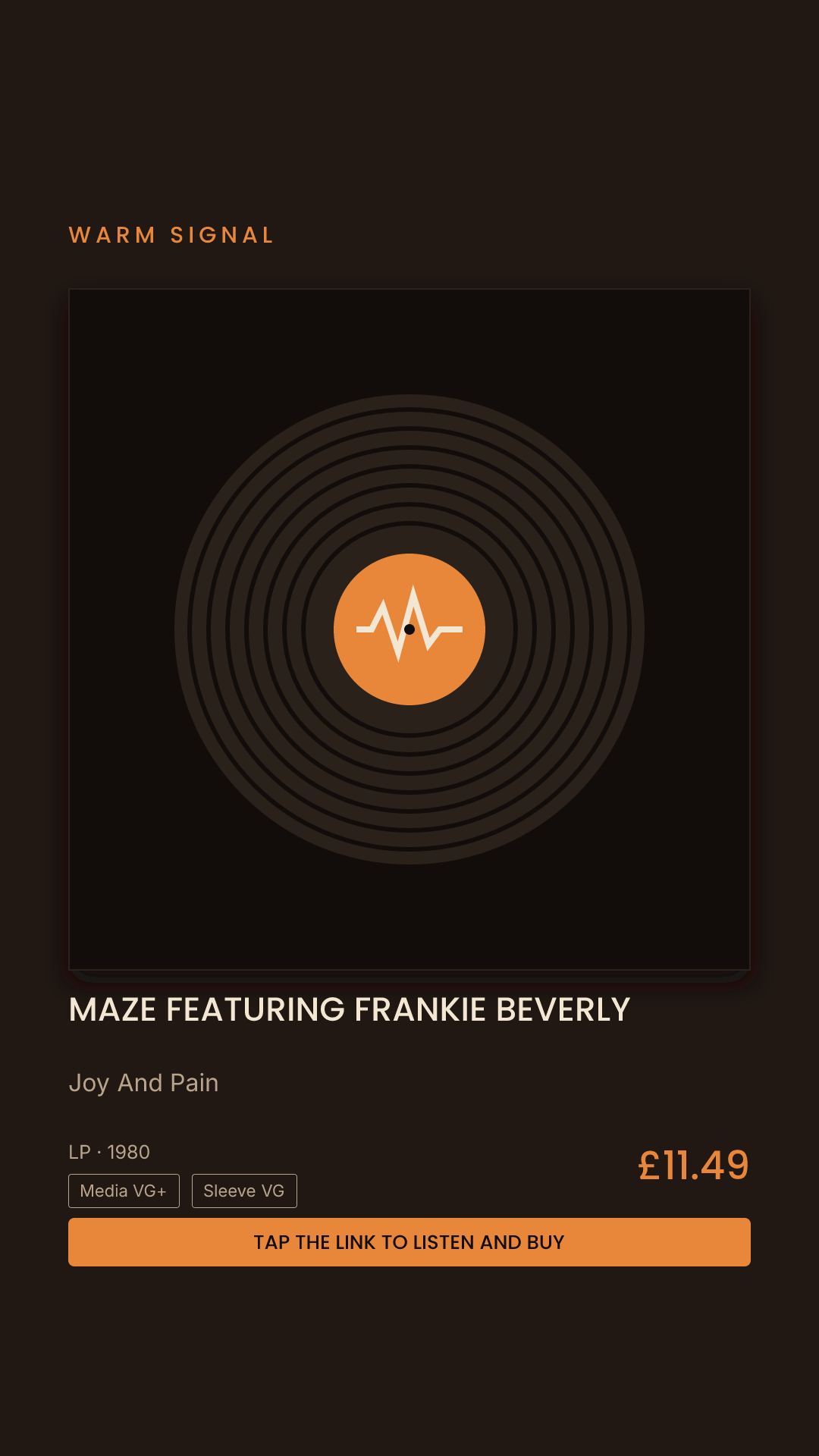 Maze Featuring Frankie Beverly, Joy And Pain Story card