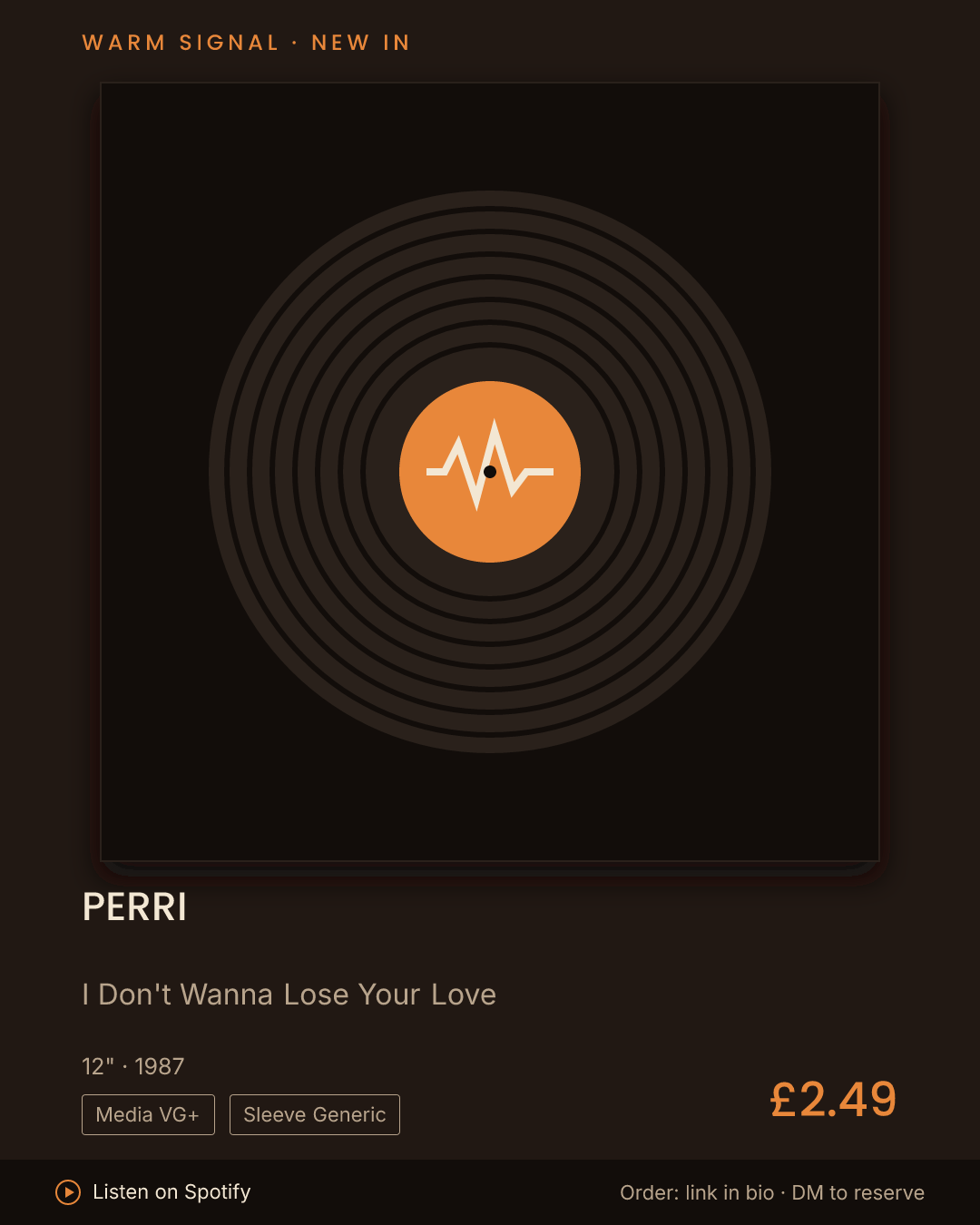 Perri, I Don't Wanna Lose Your Love feed card