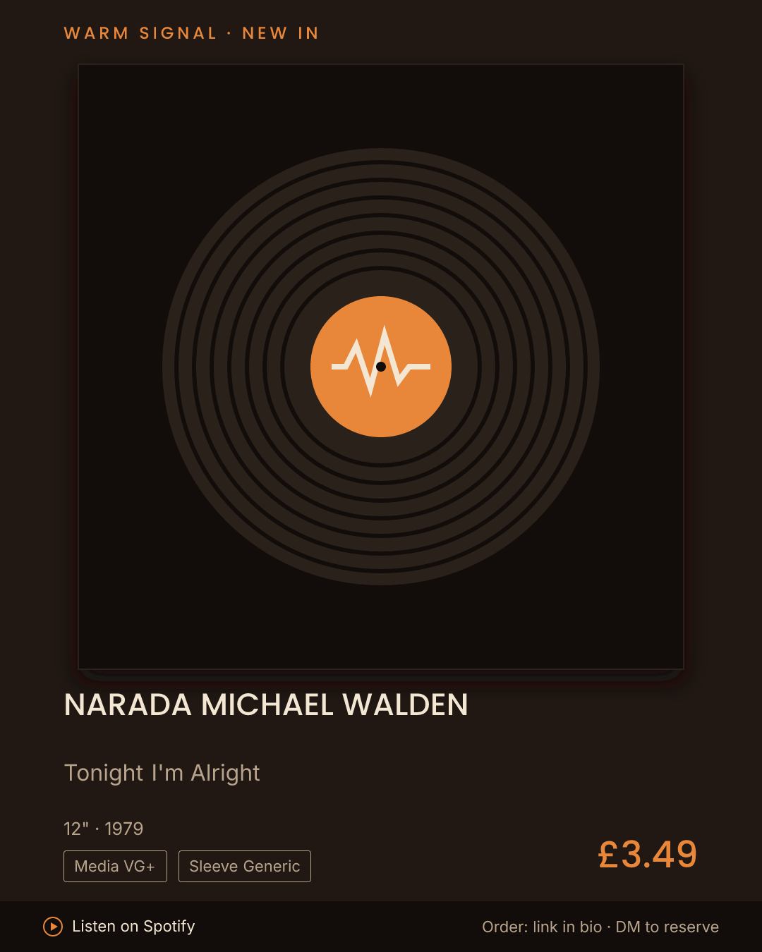 Narada Michael Walden, Tonight I'm Alright feed card