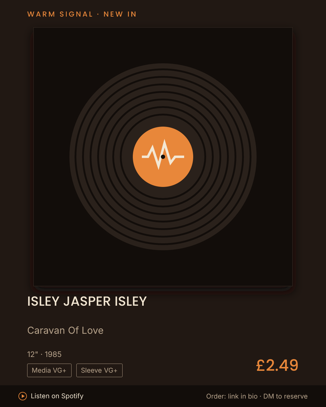 Isley Jasper Isley, Caravan Of Love feed card