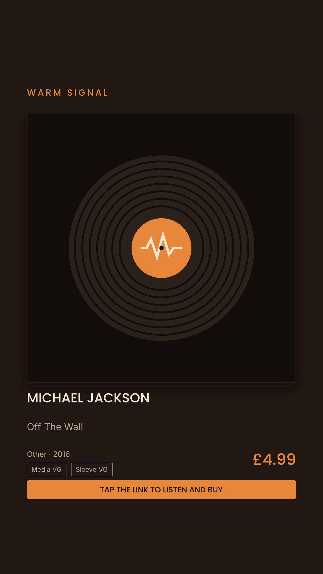 Michael Jackson, Off The Wall Story card