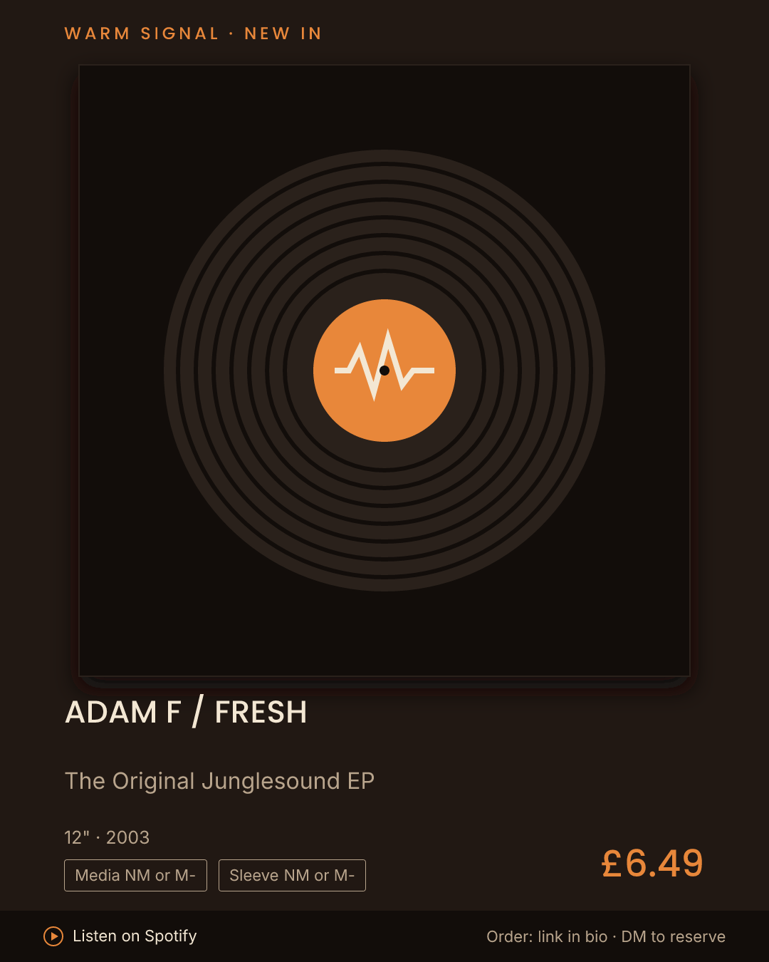 Adam F / Fresh, The Original Junglesound EP feed card