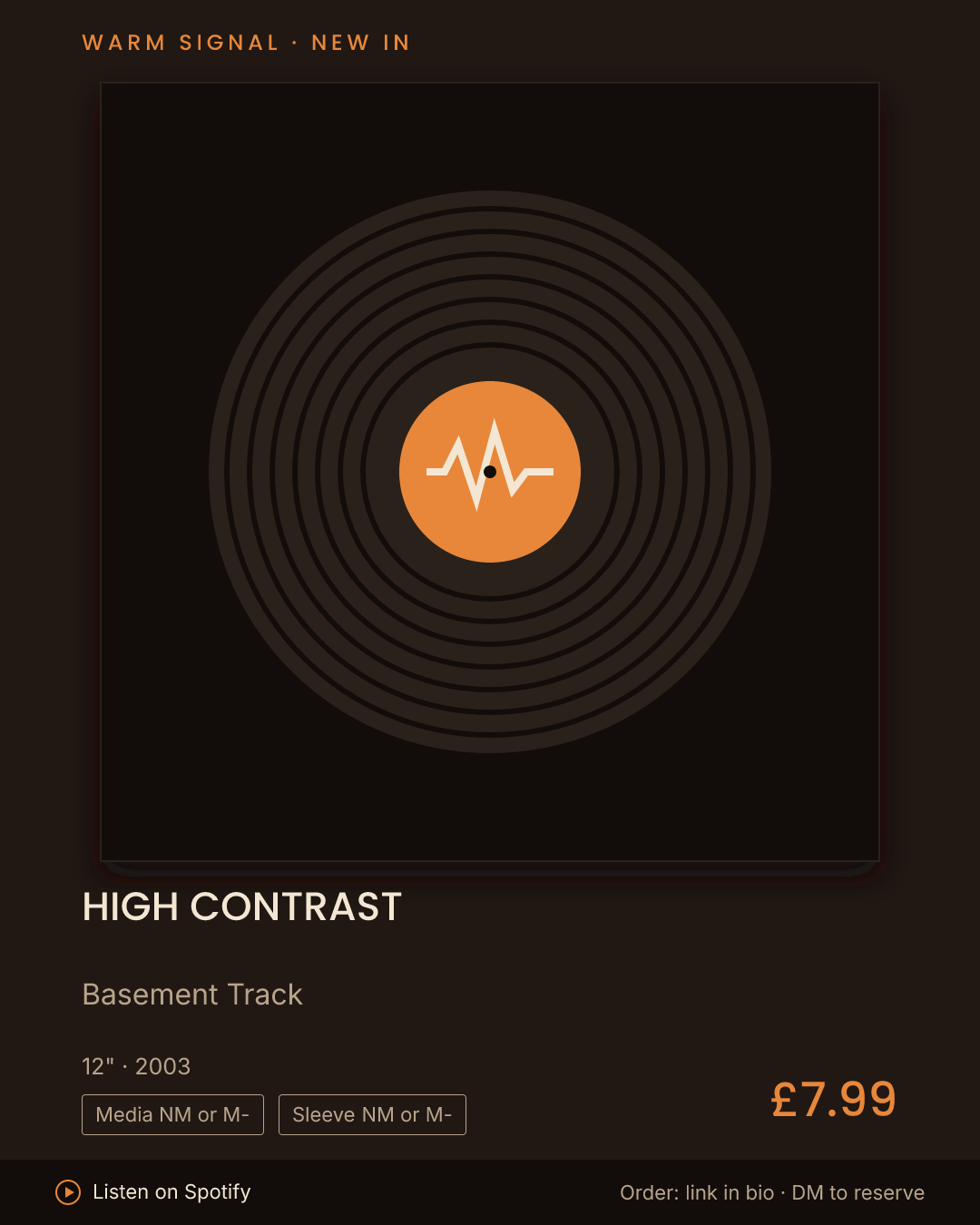 High Contrast, Basement Track feed card