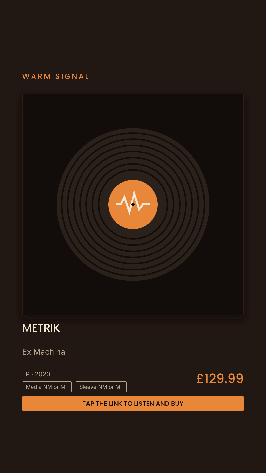 Metrik, Ex Machina Story card