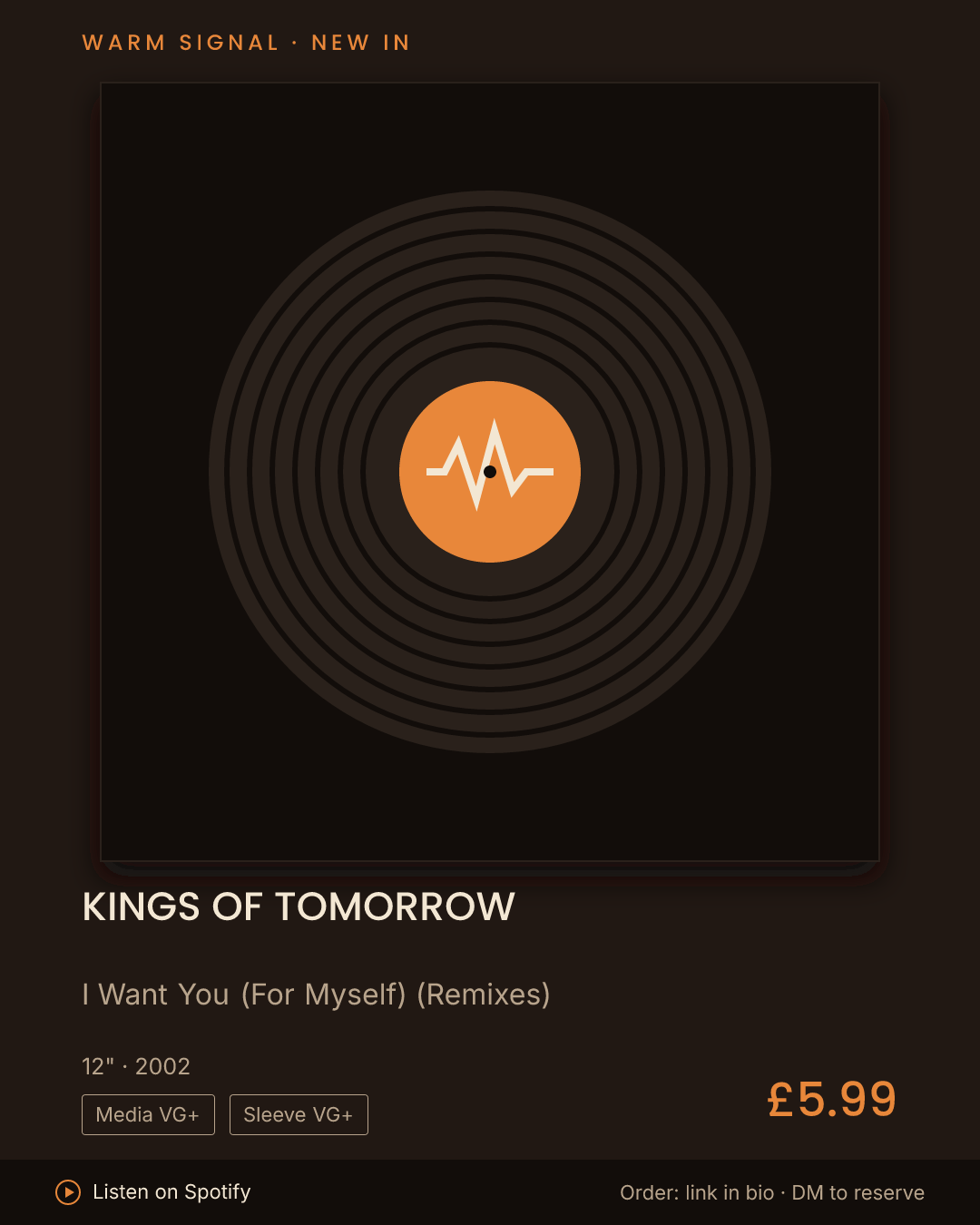 Kings Of Tomorrow, I Want You (For Myself) (Remixes) feed card