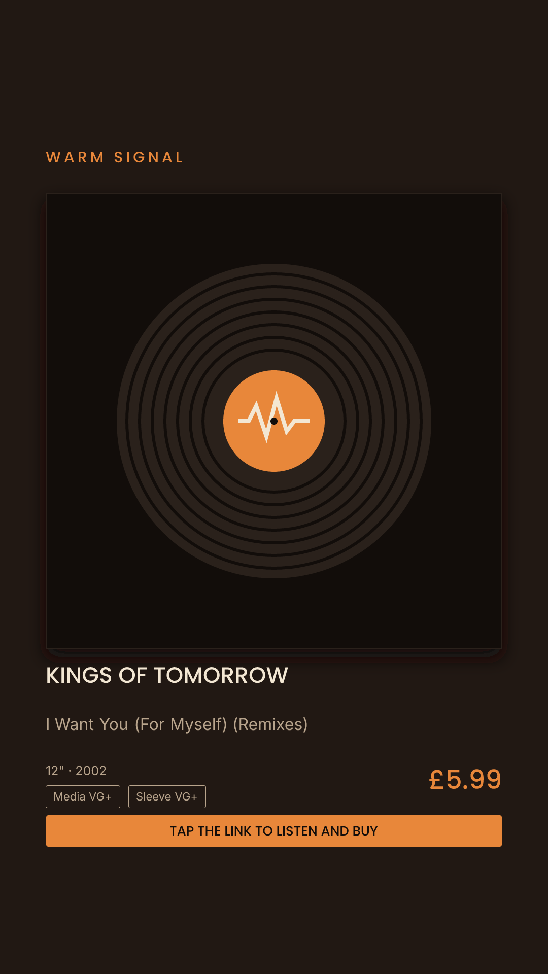 Kings Of Tomorrow, I Want You (For Myself) (Remixes) Story card