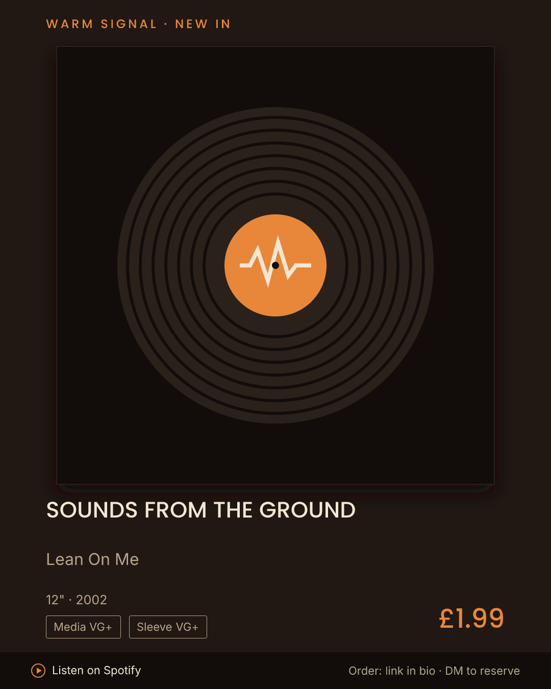 Sounds From The Ground, Lean On Me feed card